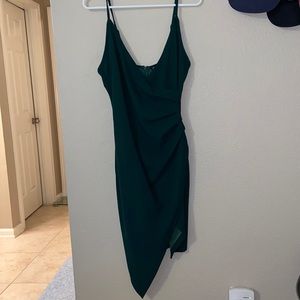 Forest green asymmetrical dress